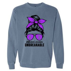 Messy Bun Alzheimer’s Warrior Unbreakable Awareness Month Gift Garment-Dyed Sweatshirt