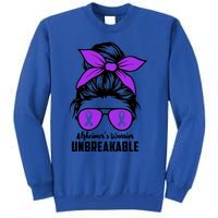 Messy Bun Alzheimer’s Warrior Unbreakable Awareness Month Gift Sweatshirt