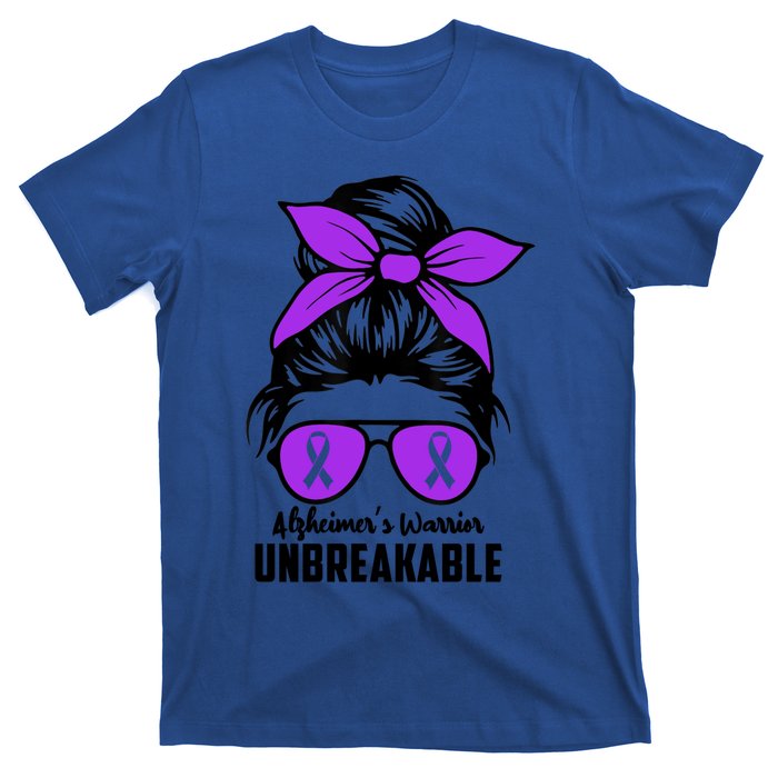 Messy Bun Alzheimer’s Warrior Unbreakable Awareness Month Gift T-Shirt