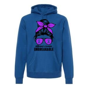 Messy Bun Alzheimer’s Warrior Unbreakable Awareness Month Gift Premium Hoodie