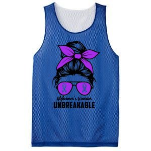 Messy Bun Alzheimer’s Warrior Unbreakable Awareness Month Gift Mesh Reversible Basketball Jersey Tank