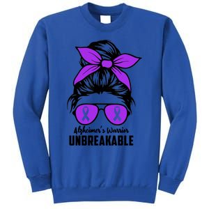 Messy Bun Alzheimer’s Warrior Unbreakable Awareness Month Gift Tall Sweatshirt