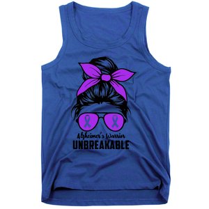 Messy Bun Alzheimer’s Warrior Unbreakable Awareness Month Gift Tank Top