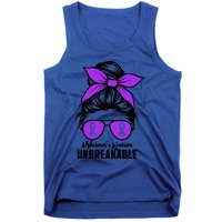 Messy Bun Alzheimer’s Warrior Unbreakable Awareness Month Gift Tank Top