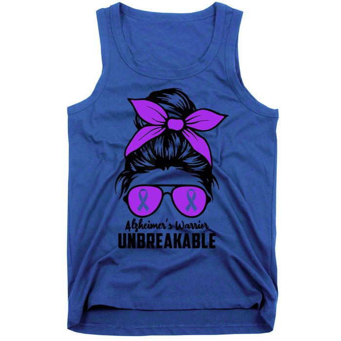 Messy Bun Alzheimer’s Warrior Unbreakable Awareness Month Gift Tank Top