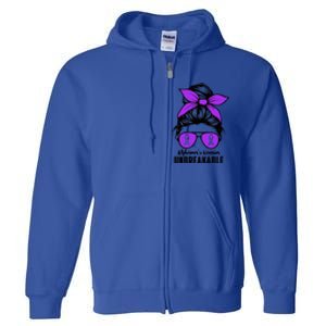 Messy Bun Alzheimer’s Warrior Unbreakable Awareness Month Gift Full Zip Hoodie