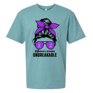 Messy Bun Alzheimer’s Warrior Unbreakable Awareness Month Gift Sueded Cloud Jersey T-Shirt