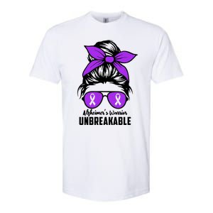 Messy Bun Alzheimer’s Warrior Unbreakable Awareness Month Gift Softstyle CVC T-Shirt