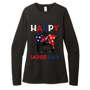 Messy Bun American Flag Labor Day Usa Meaningful Gift Womens CVC Long Sleeve Shirt