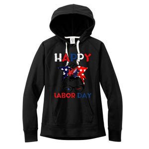 Messy Bun American Flag Labor Day Usa Meaningful Gift Women's Fleece Hoodie