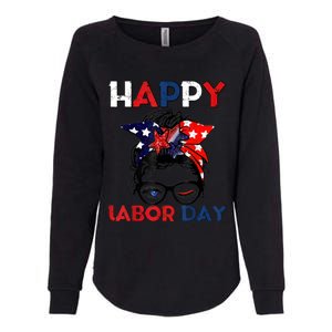 Messy Bun American Flag Labor Day Usa Meaningful Gift Womens California Wash Sweatshirt