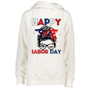 Messy Bun American Flag Labor Day Usa Meaningful Gift Womens Funnel Neck Pullover Hood