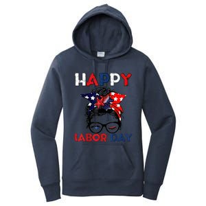 Messy Bun American Flag Labor Day Usa Meaningful Gift Women's Pullover Hoodie