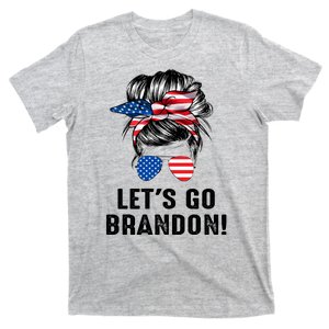 Messy Bun American Flag Let's Go Brandon T-Shirt