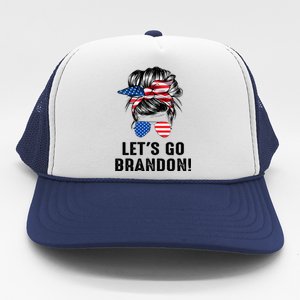 Messy Bun American Flag Let's Go Brandon Trucker Hat