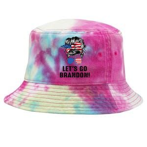 Messy Bun American Flag Let's Go Brandon Tie-Dyed Bucket Hat