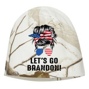 Messy Bun American Flag Let's Go Brandon Kati - Camo Knit Beanie