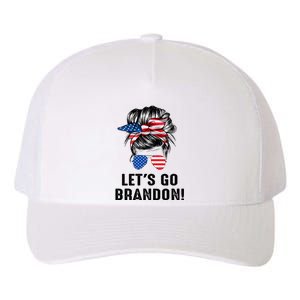 Messy Bun American Flag Let's Go Brandon Yupoong Adult 5-Panel Trucker Hat