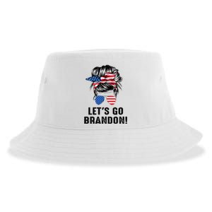 Messy Bun American Flag Let's Go Brandon Sustainable Bucket Hat