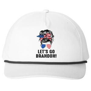 Messy Bun American Flag Let's Go Brandon Snapback Five-Panel Rope Hat