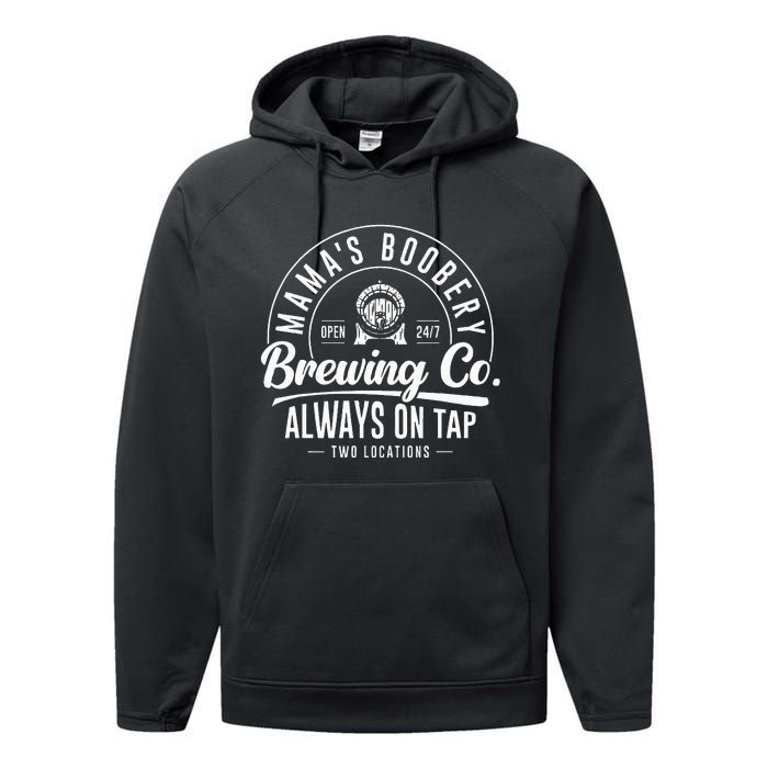 MamaS Boobery Brewing Co New Mom Breastfeeding Funny Performance Fleece Hoodie