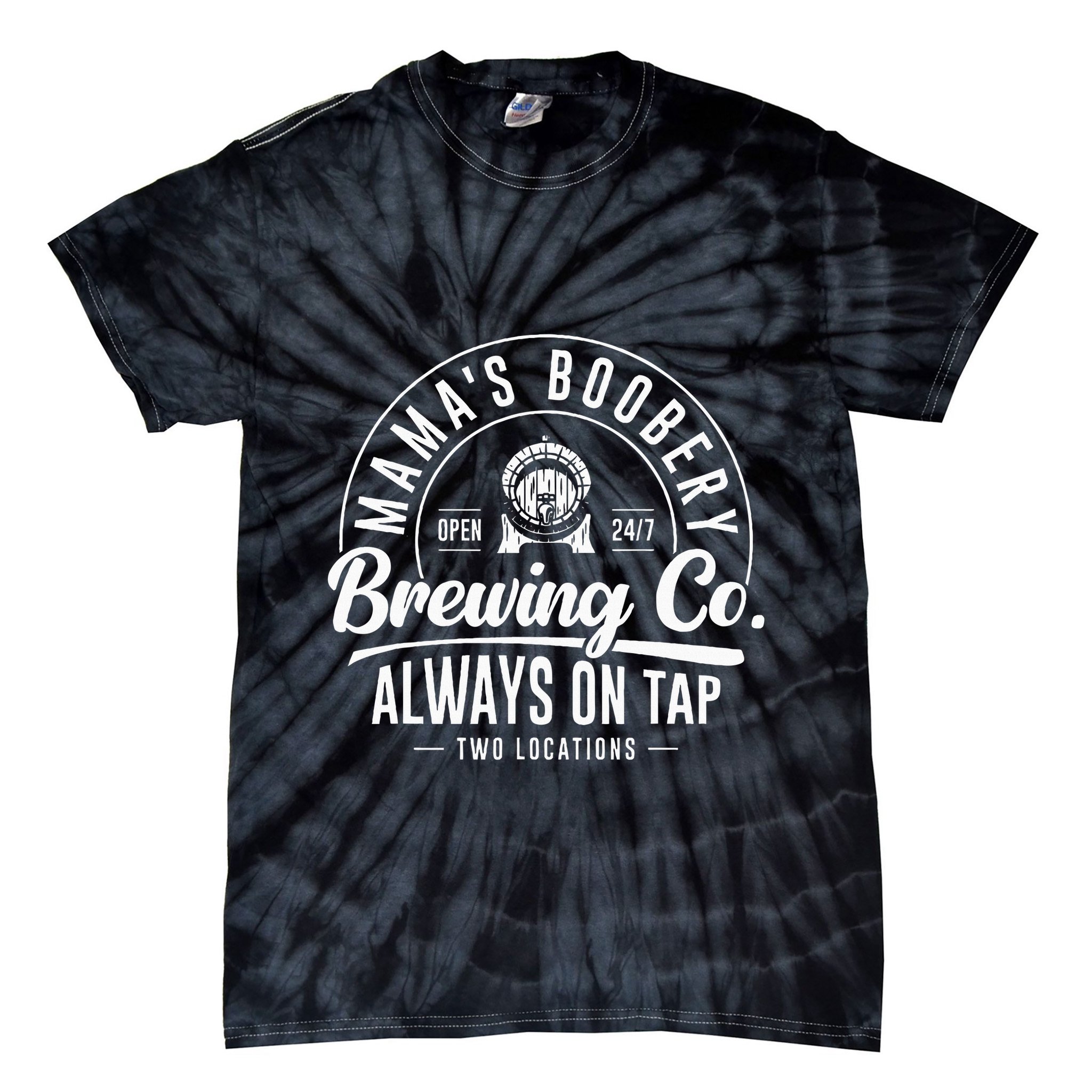 MamaS Boobery Brewing Co New Mom Breastfeeding Funny Tie-Dye T-Shirt