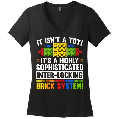 Master Builder Bricks Blocks Play Toy Women's V-Neck T-Shirt