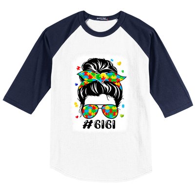 Messy Bun Bandana Gigi Supportive Autism Awareness Gift Baseball Sleeve Shirt