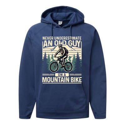 Mountain Bike Bicycle Lovers FatherS Day Gift For Dad Gift Performance Fleece Hoodie