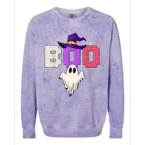 Master Builder Boo Ghost Halloween Girl Kids Block Building Colorblast Crewneck Sweatshirt