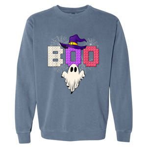 Master Builder Boo Ghost Halloween Girl Kids Block Building Garment-Dyed Sweatshirt