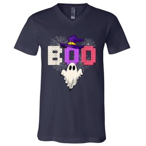 Master Builder Boo Ghost Halloween Girl Kids Block Building V-Neck T-Shirt