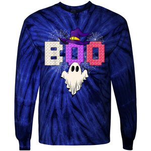 Master Builder Boo Ghost Halloween Girl Kids Block Building Tie-Dye Long Sleeve Shirt