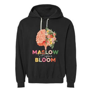 Maslow before bloom Psychology groovy wavy therapy counselor Garment-Dyed Fleece Hoodie