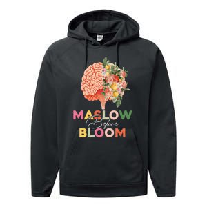 Maslow before bloom Psychology groovy wavy therapy counselor Performance Fleece Hoodie