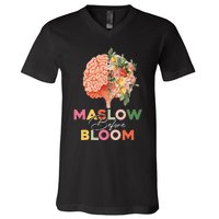 Maslow before bloom Psychology groovy wavy therapy counselor V-Neck T-Shirt