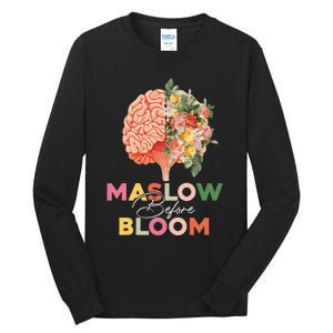 Maslow before bloom Psychology groovy wavy therapy counselor Tall Long Sleeve T-Shirt