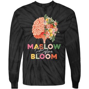 Maslow before bloom Psychology groovy wavy therapy counselor Tie-Dye Long Sleeve Shirt