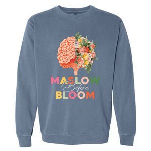 Maslow before bloom Psychology groovy wavy therapy counselor Garment-Dyed Sweatshirt