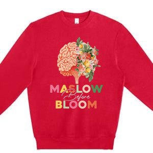 Maslow before bloom Psychology groovy wavy therapy counselor Premium Crewneck Sweatshirt