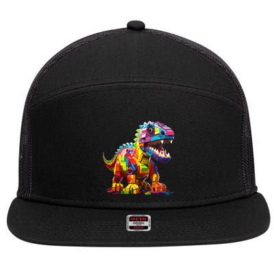 Master Builder Bricks Blocks Play Toys Dinosaur 7 Panel Mesh Trucker Snapback Hat