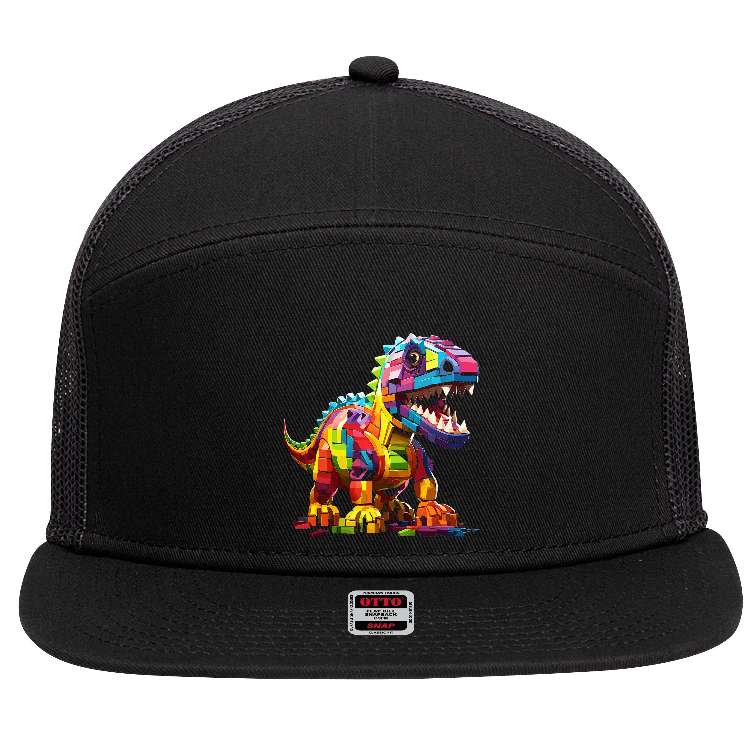 Master Builder Bricks Blocks Play Toys Dinosaur 7 Panel Mesh Trucker Snapback Hat