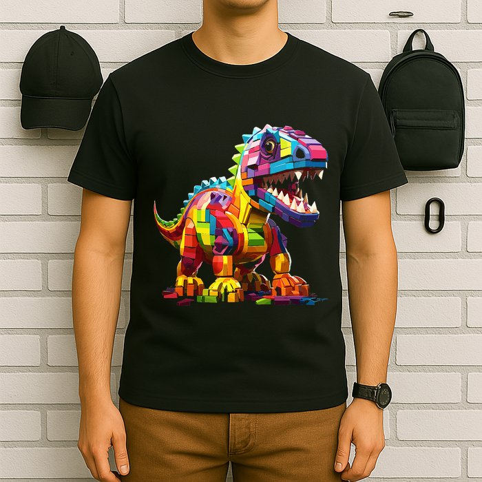 Master Builder Bricks Blocks Play Toys Dinosaur T-Shirt