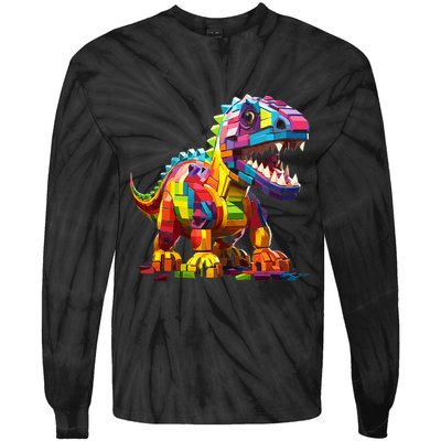 Master Builder Bricks Blocks Play Toys Dinosaur Tie-Dye Long Sleeve Shirt