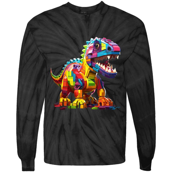 Master Builder Bricks Blocks Play Toys Dinosaur Tie-Dye Long Sleeve Shirt
