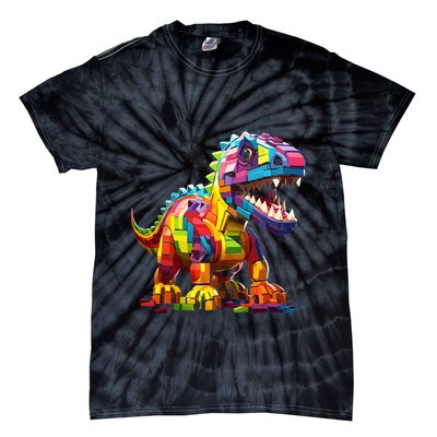 Master Builder Bricks Blocks Play Toys Dinosaur Tie-Dye T-Shirt