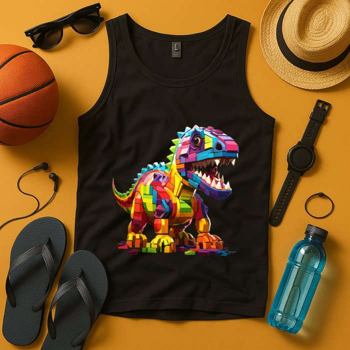 Master Builder Bricks Blocks Play Toys Dinosaur Tank Top