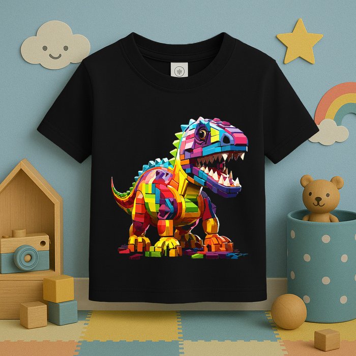 Master Builder Bricks Blocks Play Toys Dinosaur Toddler T-Shirt