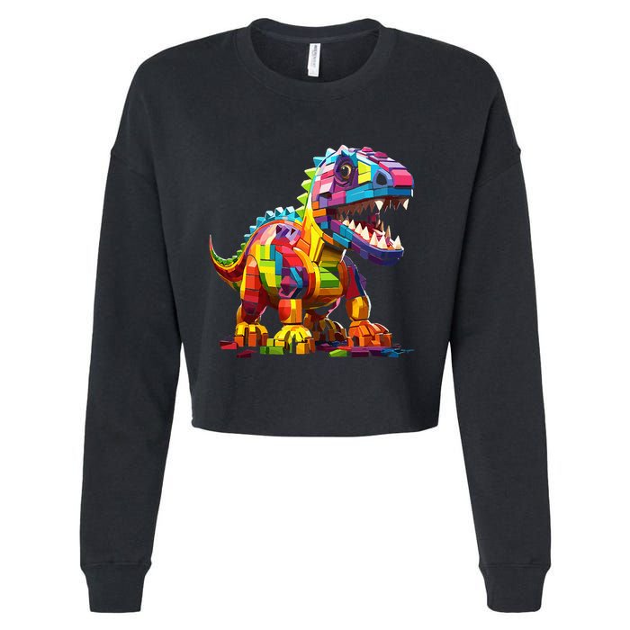 Master Builder Bricks Blocks Play Toys Dinosaur Cropped Pullover Crew