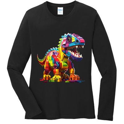 Master Builder Bricks Blocks Play Toys Dinosaur Ladies Long Sleeve Shirt